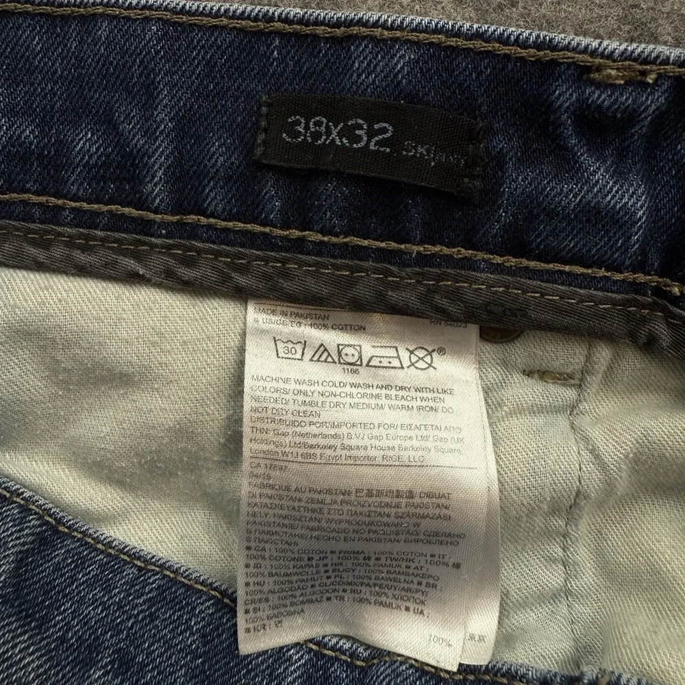 Banana Republic Selvedge Jeans Mens 38x32 Skinny Indigo Blue Denim Distressed